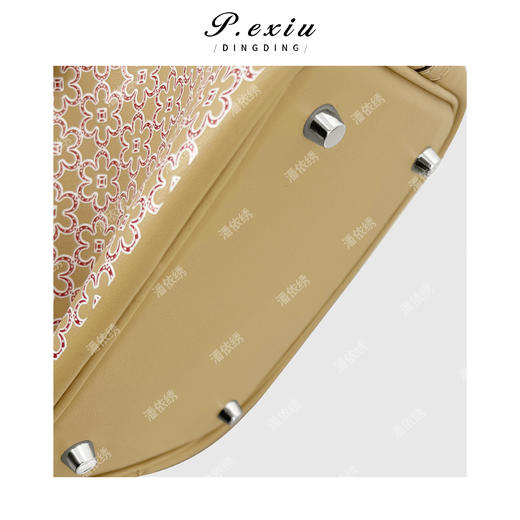 头层牛皮彩绘小花菜篮配锁手拎手提包 BL5833 商品图2