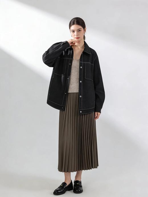 【利落翻领 大口袋设计 复古感直接拉满】挺括有型情侣仿牛仔夹克衬衣（E50-G6683） 商品图6