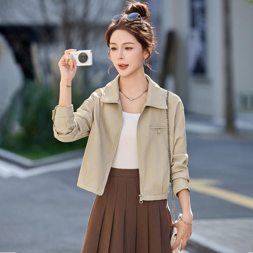 酷飒风翻领皮衣外套，小个子超火皮夹克短款机车上衣HR-2625 商品图0