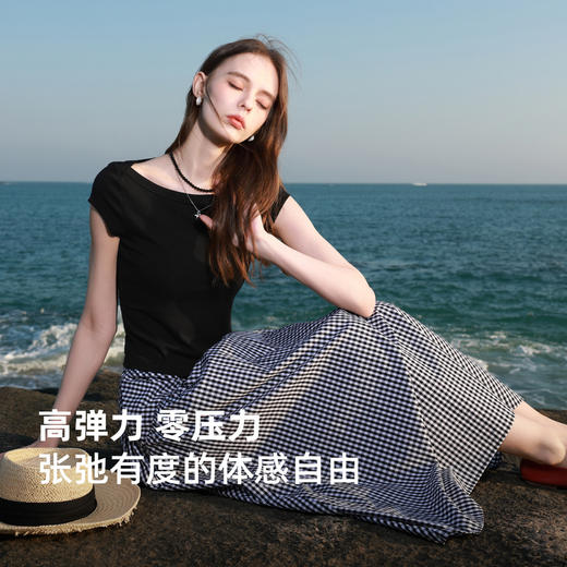 【瘦瘦T】三彩2026春季新款显瘦短袖T恤修身短款套头衫上衣M 商品图2