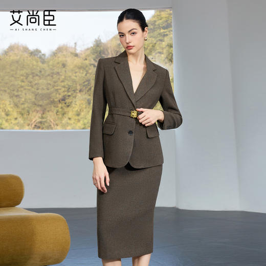 艾尚臣商务风显白提气色通勤战衣女羊毛西装套装女秋冬性感职业装 商品图3