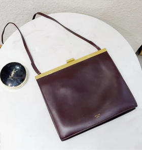 CELINE mini clasp 酒红色 牛皮 夹子包