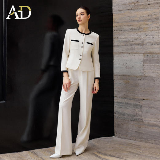 AD职场通勤长袖西装套装春季2026新款白色职业长裤正式场合短外套 商品图1