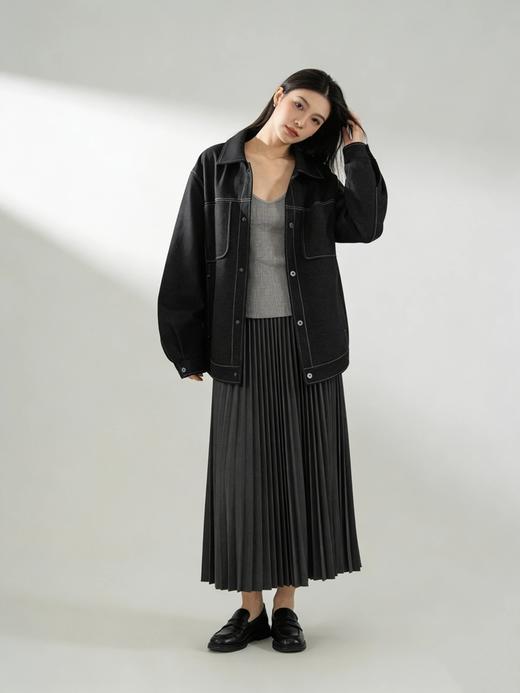 【利落翻领 大口袋设计 复古感直接拉满】挺括有型情侣仿牛仔夹克衬衣（E50-G6683） 商品图7