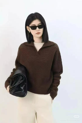 初十上新 独家圆正 小禾 牦牛绒 翻领 针织套头衫