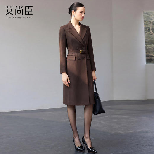 中长款大衣外套两穿高级感复古西装连衣裙女收腰显瘦气质通勤羊毛 商品图2