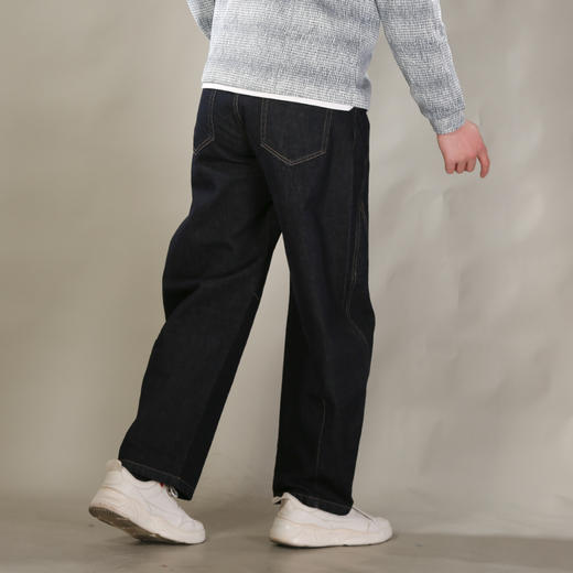 DRONKOO 2026 内抽绳半松紧前交叉破骨普洗弯刀型中厚牛仔长裤 商品图3