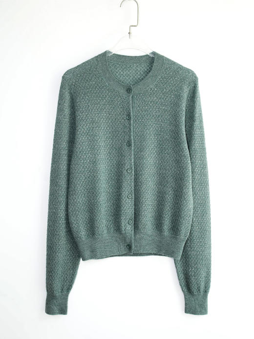 绿琉璃·真丝羊绒羊毛圆领修身开衫 商品图4