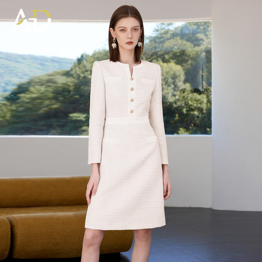 AD小香风长袖连衣裙女春2026新款高级感气质名媛女神范职业装裙子 商品图1