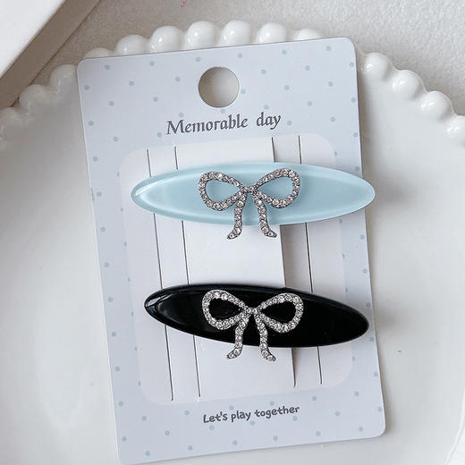 精致佰搭海盐蓝椭圆边夹对装发夹-纪念日百货门店同款169096773 商品图0