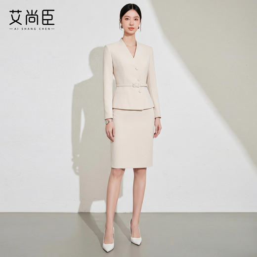 艾尚臣职业套装女春季新款卡其色西装两件套装高级感正装面试工装 商品图3