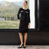 AD高腰显瘦职业装套装2026年春季长袖两件套黑白拼色上衣半身裙子 商品缩略图3