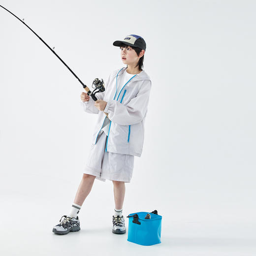 浅薄荷外套预售5.3发 浅薄荷短裤预售5.1发 蓝汽水2026夏季男童户外山系原纱防晒短裤青少年凉感连帽上衣套装 商品图3