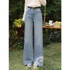 鹿向南「罗曼烟迹」蓝色宽松亮片烫钻阔腿牛仔裤女春显瘦直筒长裤 商品缩略图1