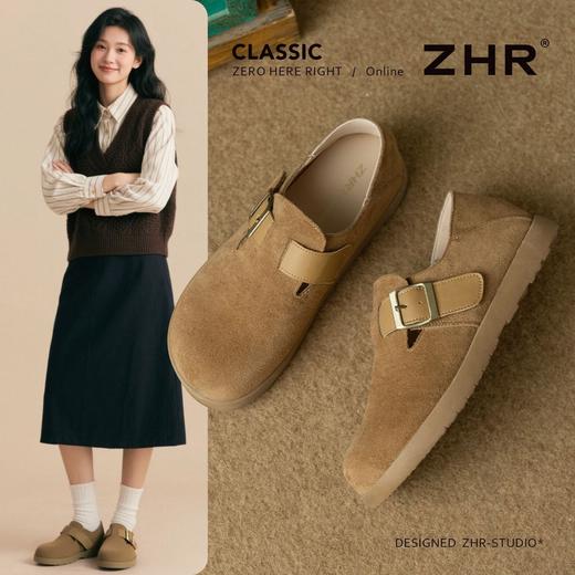 ZHR则则复古休闲勃肯鞋女秋季新款一脚蹬软底单鞋百搭懒人豆豆鞋 商品图1