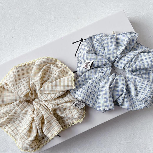 韩系简约格纹布艺大肠发圈-纪念日百货门店同款169256642 商品图0