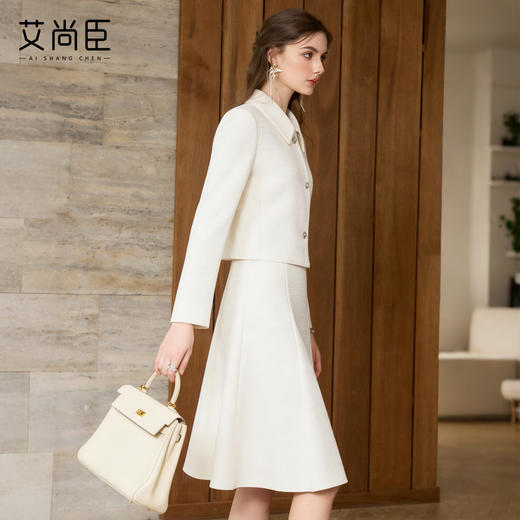 艾尚臣法式西装套装女冬季米白色职业正装轻熟风高级感西服两件套 商品图4