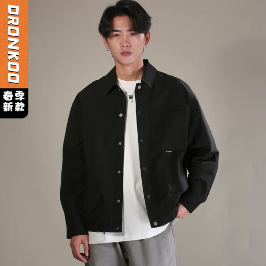 DRONKOO 2026 翻领左单贴袋织唛下摆橡筋基础款薄夹克 商品图0
