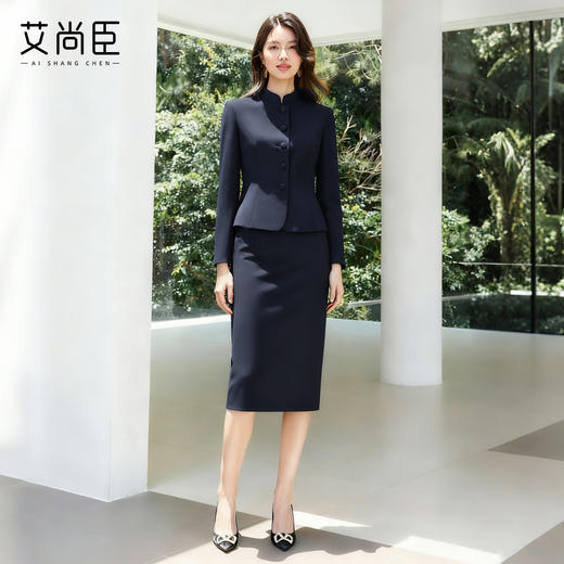 艾尚臣国风时尚套装女2025新款新中式西服外套高级感连衣裙两件套 商品图1