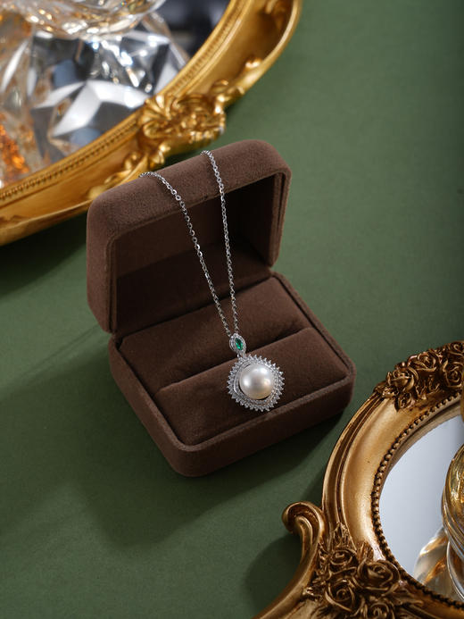 子佩集【璀璨柔情】S925珍珠惜王妃套链项链【PM2145-XF】方块四方绿点2602 商品图2