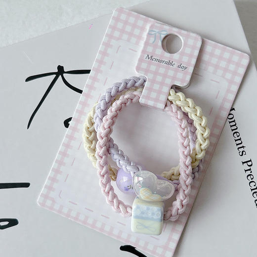 编制爱心珠子组合皮筋（3根）-纪念日百货门店同款169260932 商品图2