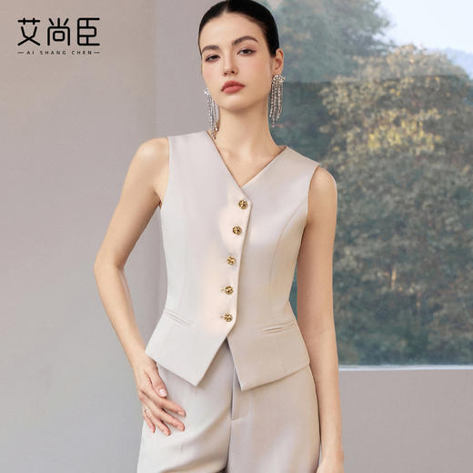 艾尚臣2026新款西装三件套女春季米白色通勤风修身气质OL西服套装 商品图2