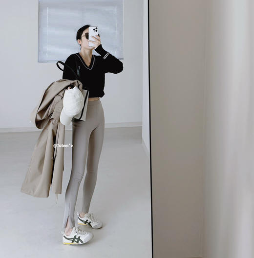 Toteme裤腿开叉打底裤小黑裤 商品图5