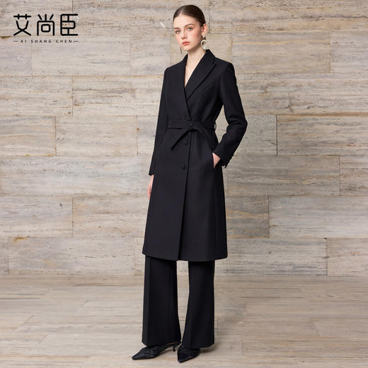 艾尚臣复古赫本风气质职业套装女羊毛呢西装大衣中长款收腰高级感 商品图2