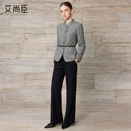 艾尚臣格雷系立绵羊毛西装套装女职业高级高智感阔腿裤两件套气质 商品图3