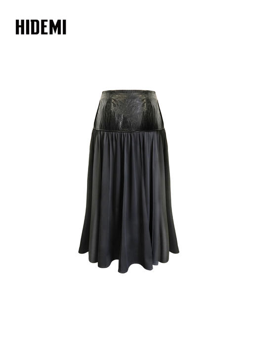 HIDEMI 设计感油蜡皮拼接套装垂感长裙半身裙 商品图8