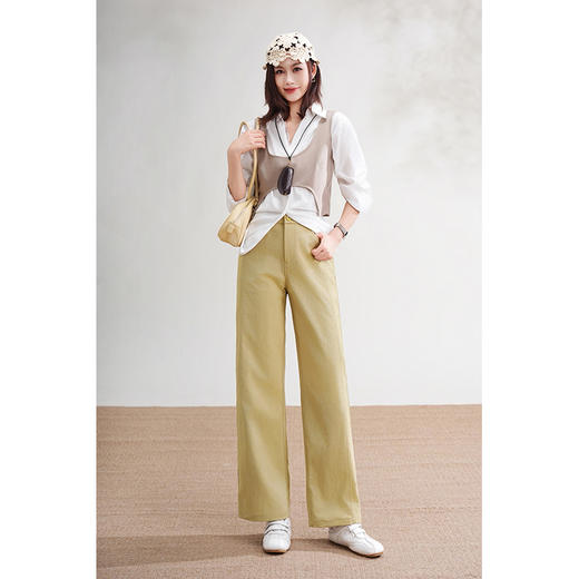 【FIVE WHITE GEESE 钛金樱花九分直筒裤】三色可选，90-150斤可穿，直筒版型，修饰包容，久坐不起皱~ 商品图3