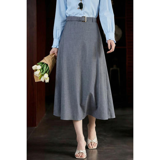 米思阳2026春季新款复古优雅赫本风高腰半身裙A字裙大摆裙女1678 商品图4