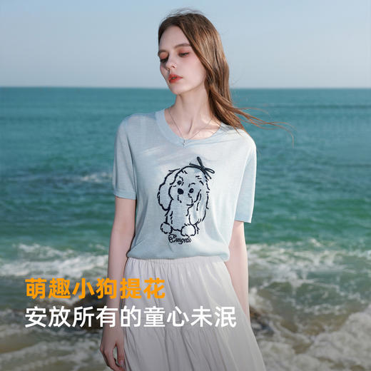 【呼吸麻】三彩2026春季新款蝴蝶结提花针织衫套头毛衫圆领上衣M 商品图2