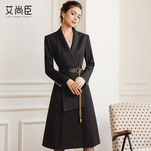 西装职业连衣裙女秋冬2025年新款高级感黑色外套长袖中长款裙大衣 商品图2