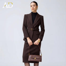 AD品牌棉羊毛西装套装女春季2026新款轻奢高级感职业装裙子两件套