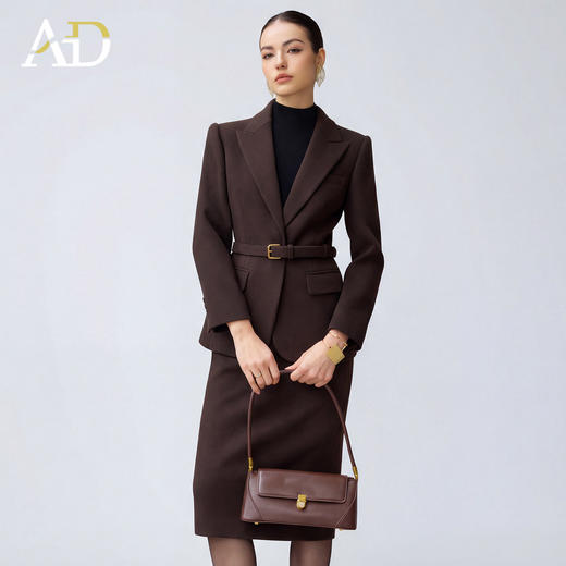 AD品牌棉羊毛西装套装女春季2026新款轻奢高级感职业装裙子两件套 商品图0