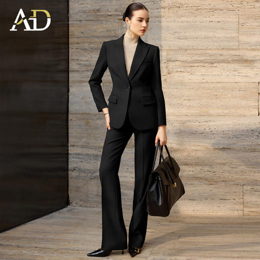 AD轻奢高级感黑色西装套装女春季2026新款爆款巨好看喇叭裤两件套 商品图2