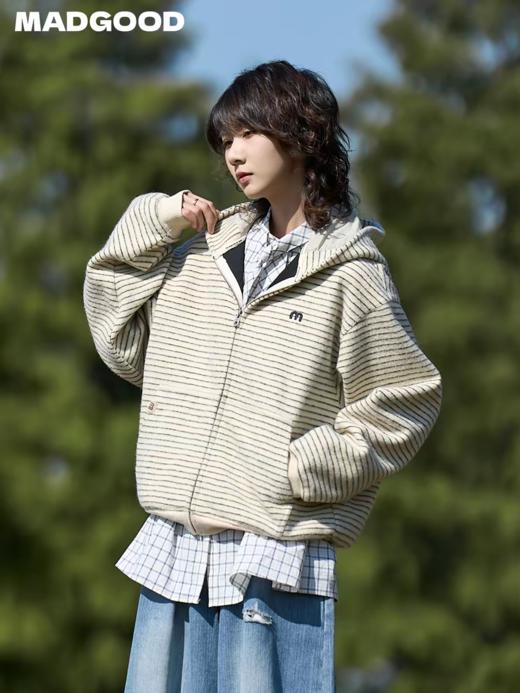马得工地/MDGDWY211991/条纹休闲卫衣外套 商品图1