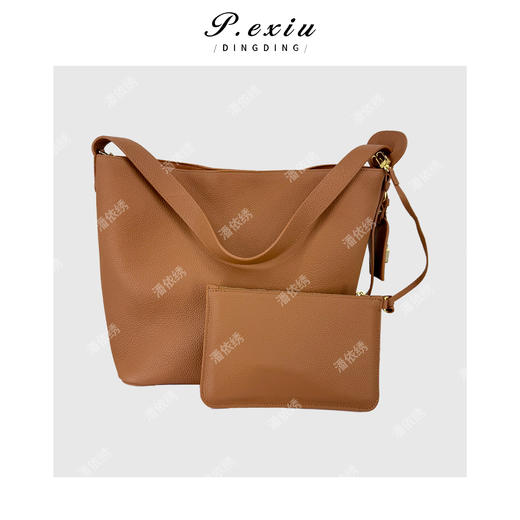 头层牛皮复古极简风通勤水桶手提单肩包 BL5855 商品图1