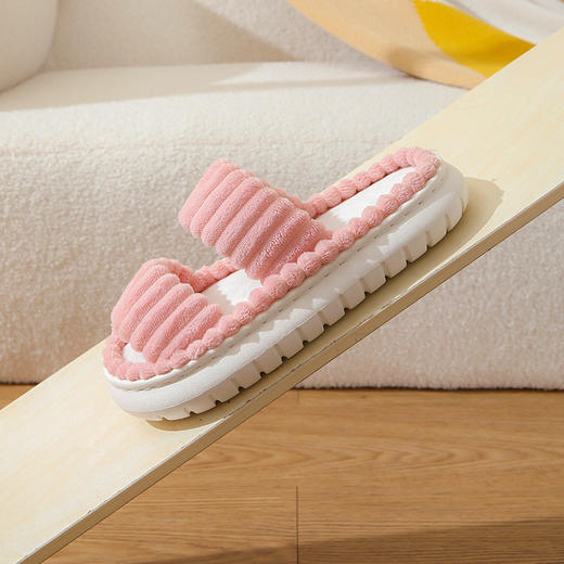 跨境新款灯芯绒棉拖鞋女家用批发 春秋季家居保暖室内EVA厚底棉拖 商品图2