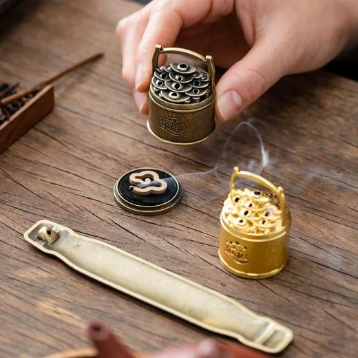 【聚宝盆迷你小香炉】一桶金聚宝盆迷你香炉家用室内熏香高级感国风摆件 商品图1