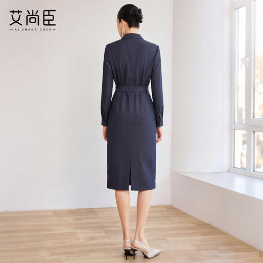 艾尚臣工装风长袖衬衫套裙女春季时尚牛仔蓝职业装优雅半裙两件套 商品图4