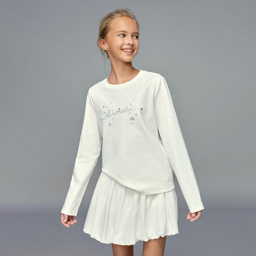 💕春3童装60S持久如新抗皱液氨拉架双面百搭烫钻长袖T恤 商品图3