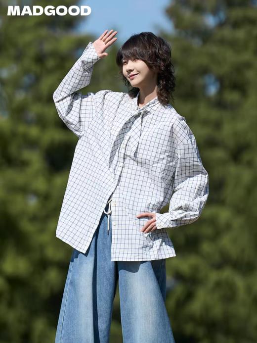 马得工地/MDGDCS212071/领结绑带字母印花格子衬衫 商品图0