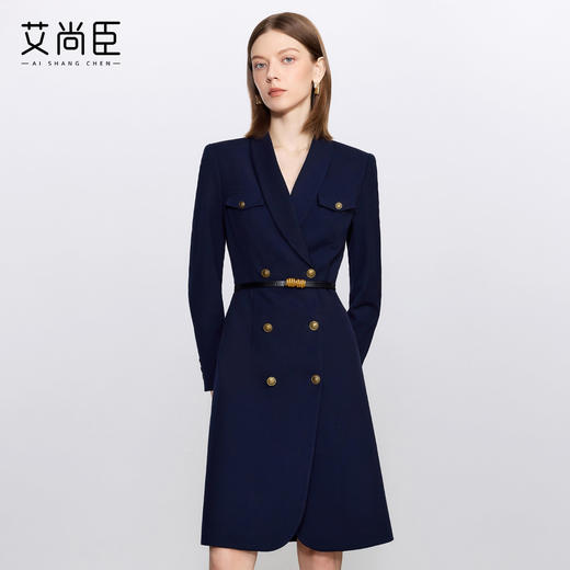 艾尚臣酒红色西装连衣裙女正式场合主持人西装裙女神范通勤职业装 商品图1