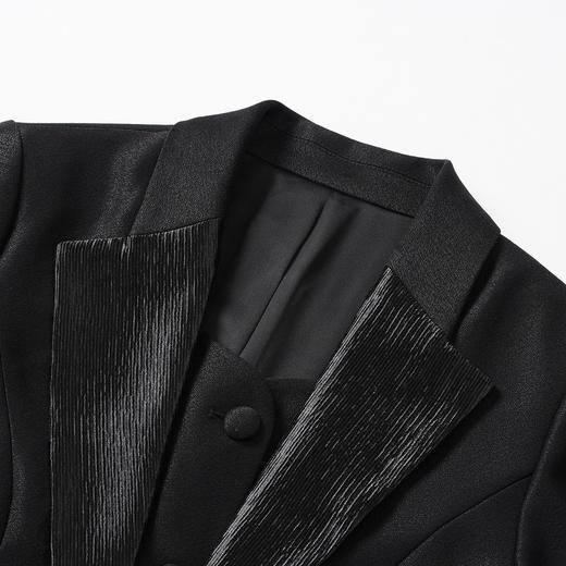 艾尚臣假两件黑色修身连衣裙女职业装西装领排扣气质高级感通勤裙 商品图4