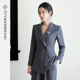 FUYAO扶摇直上 oldmoney灰色西装套装**练西服两件套职场正装春