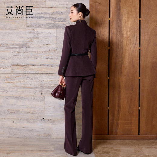 艾尚臣老钱风立领西装套装女冬季收腰职业装通勤西服两件套高级感 商品图4