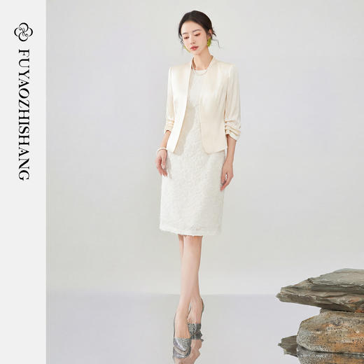 FUYAO扶摇直上 轻奢奶油白西装两件套女西服职业装正装高级感通勤 商品图1