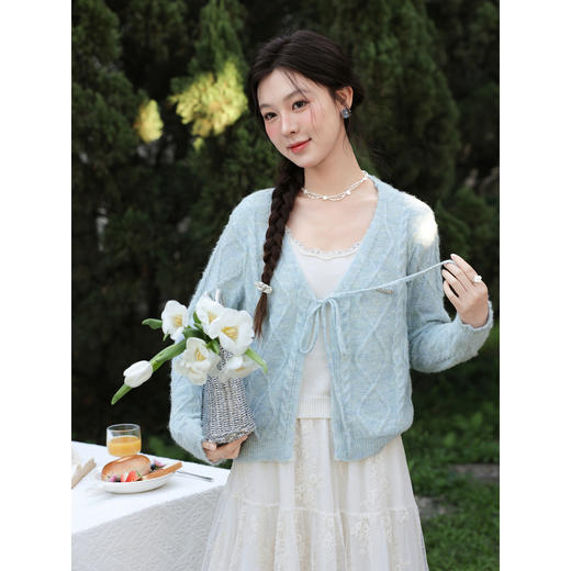 鹿向南「云絮春织」韩系蓝色针织衫女春季独特漂亮巨好看开衫上衣 商品图2